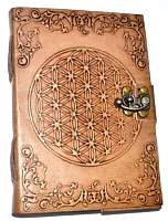 Flower of Life Embossed leather with latch 5 x 7